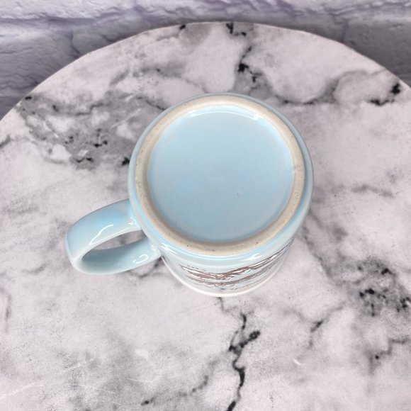 Vintage 80s Myrtle Beach Blue‎ Brown Textured Beach Seashore Coffee Tea Mug Cup - Picture 6 of 6